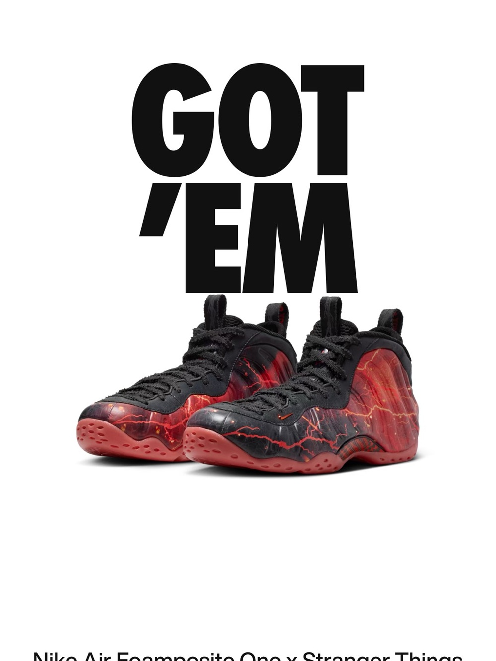 Nike Foamposite One Red and Black Lightning stranger things size 15 new